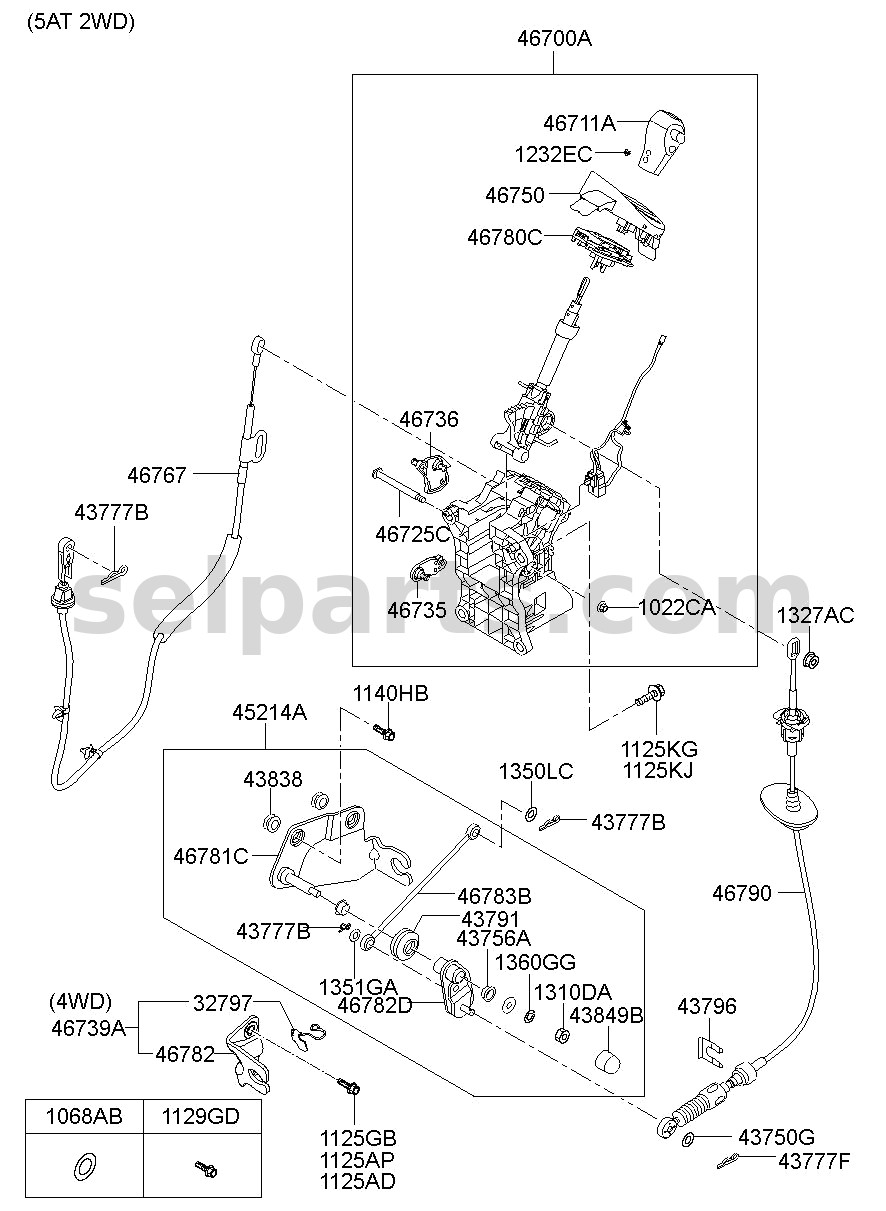 Genuine CABLE ASSY-ATM LEVER for Hyundai Grand Starex #467904H301