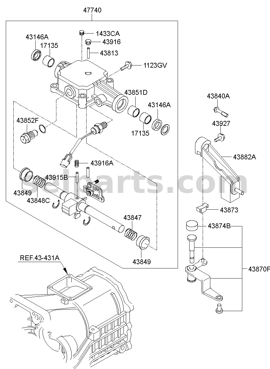 Genuine HOUSING ASSY-T/M CONTROL for Hyundai Grand Starex #477404D500