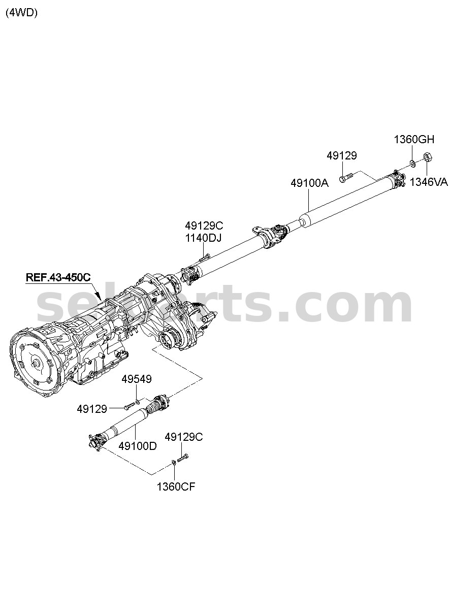 Genuine SHAFT ASSY-REAR PROPELLER for Hyundai Grand Starex #491004H600
