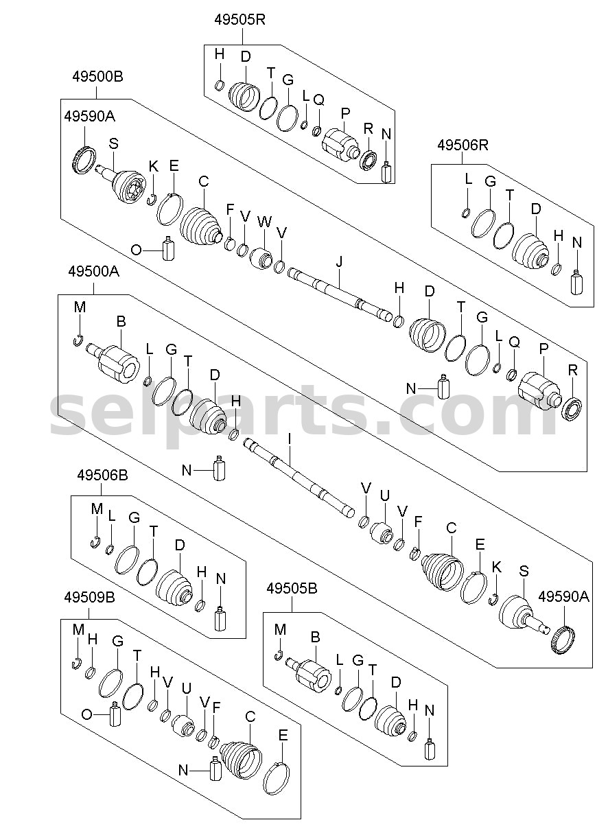 Genuine JOINT KIT-FR AXLE DIFF SIDE,RH for Hyundai Sonata #49582C1150