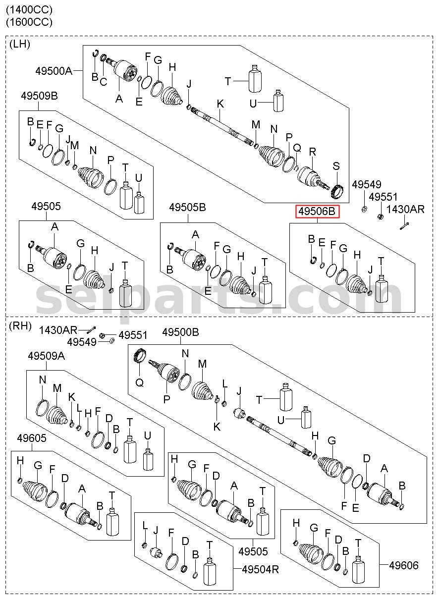 Genuine JOINT KIT-DIFF SIDE,RH for Kia K5 #495R3L1050