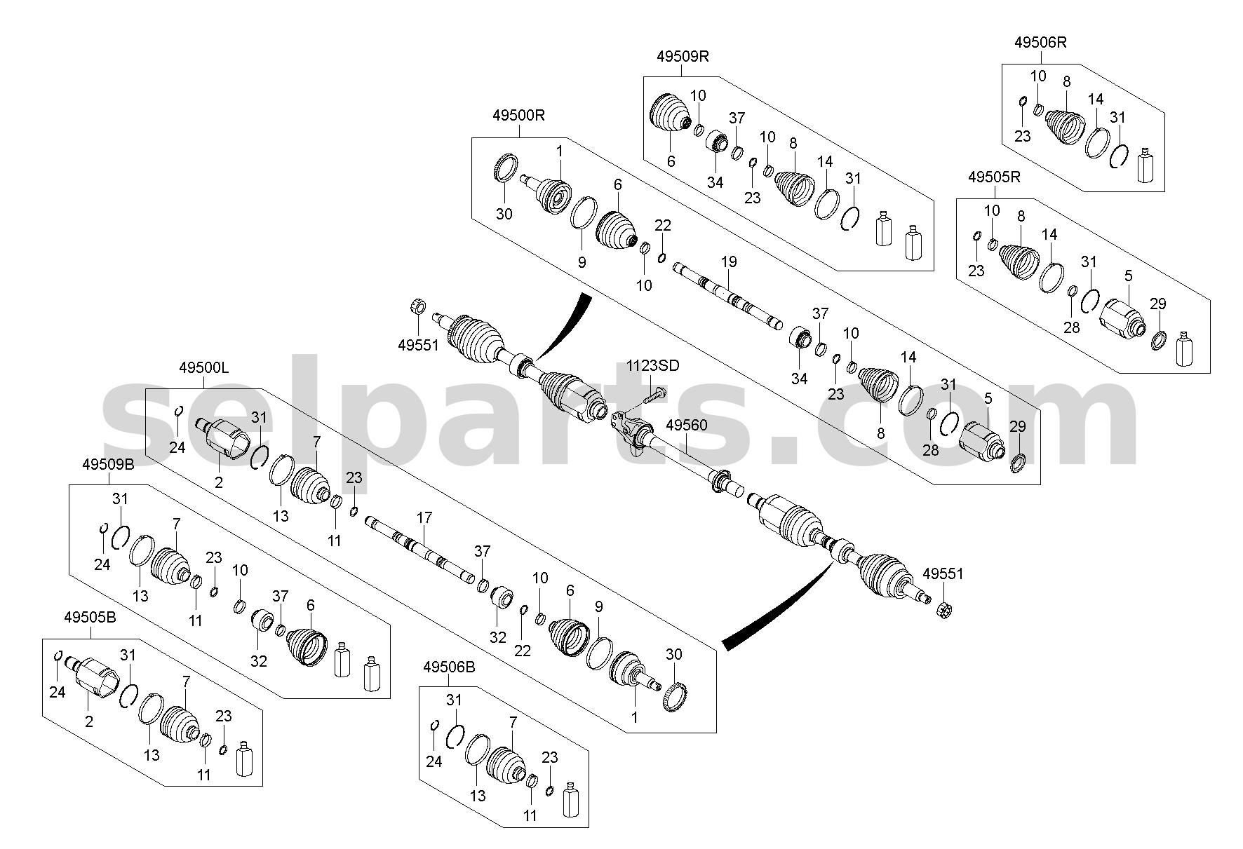 Genuine BOOT KIT-FR AXLE DIFF SIDE,LH for Hyundai Palisade #49583C5030