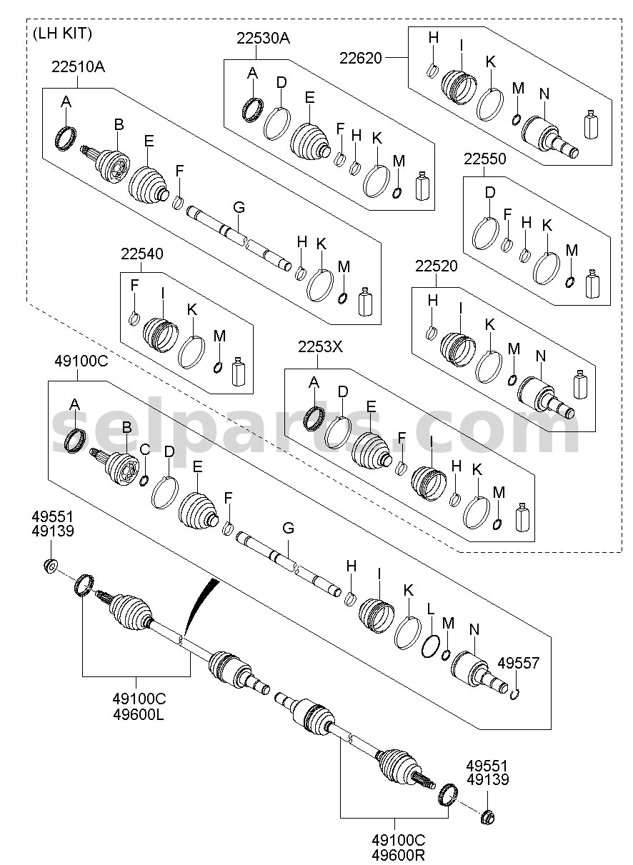 Genuine SHAFT ASSY - DRIVE REAR, LH for Kia MOHAVE 16 (2016-2019) #496002J410