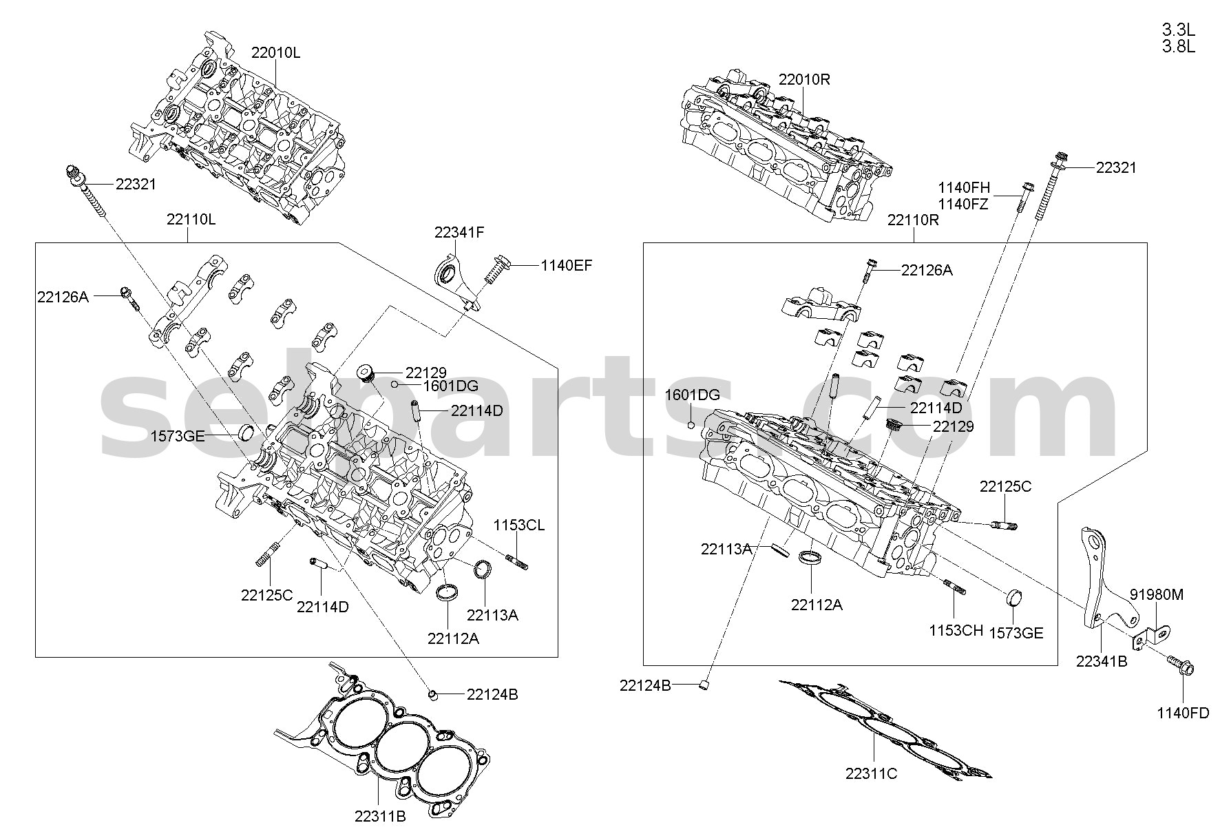 Genuine HEAD SUB-ASSY - CYLINDER, LH for Kia MOHAVE 16 (2016-2019) #505F53AU00