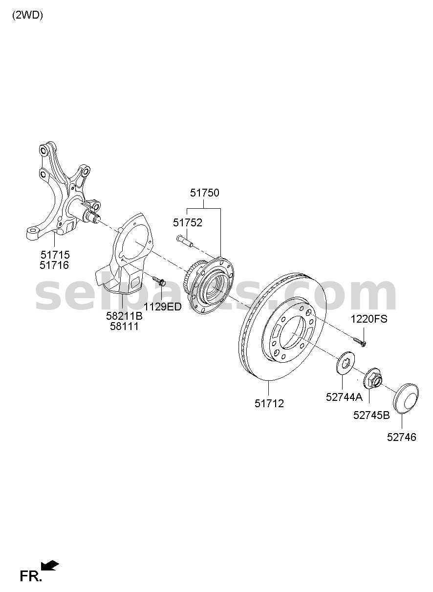 Genuine KNUCKLE-FRONT AXLE,RH for Hyundai Grand Starex #517164H000