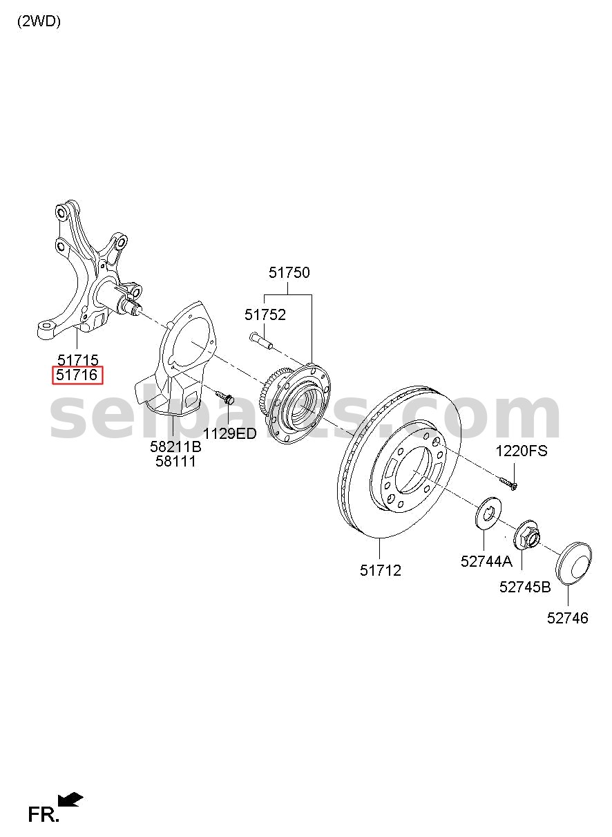 Genuine KNUCKLE-FRONT AXLE,RH for Hyundai Grand Starex #517164H200