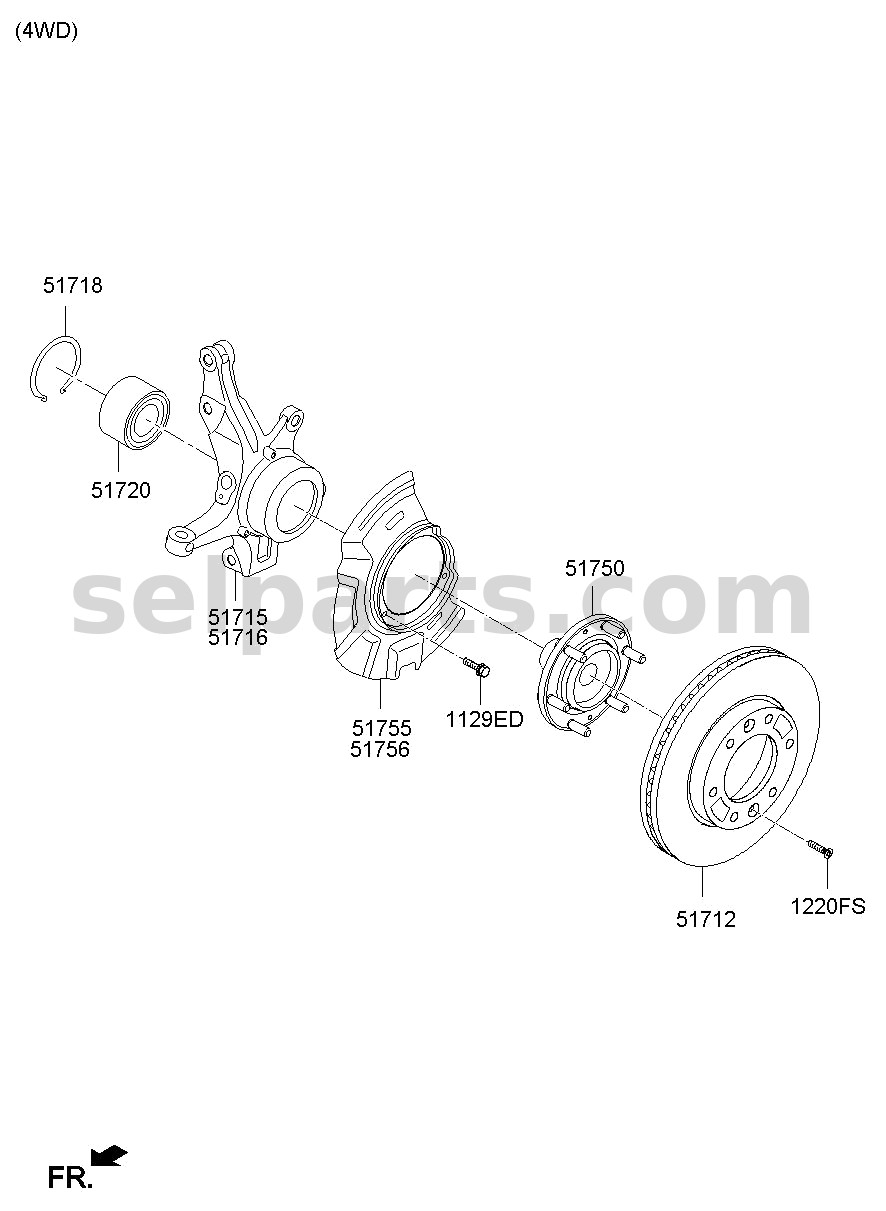 Genuine BEARING-FRONT WHEEL HUB for Hyundai Grand Starex #517204H400