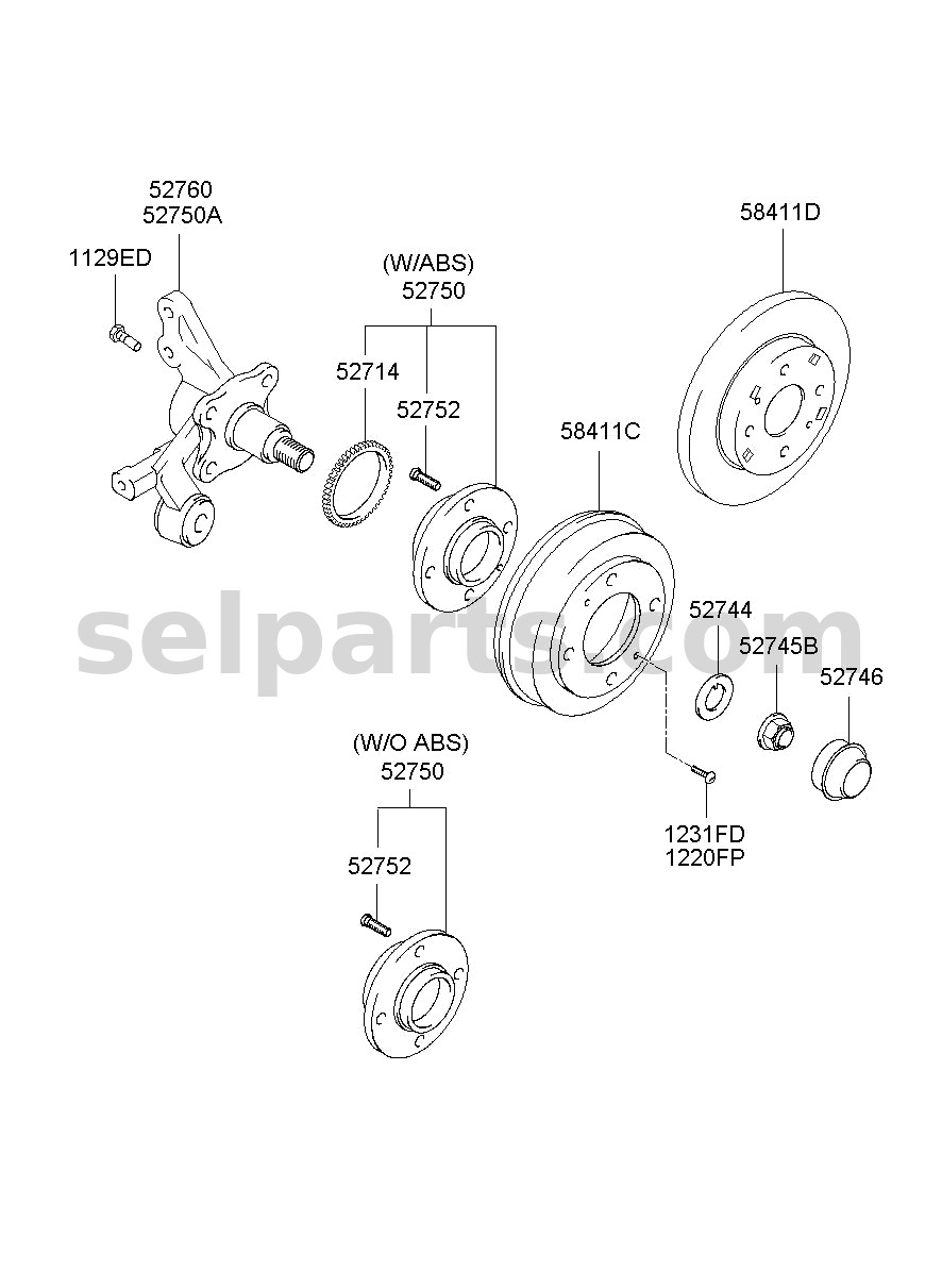 Genuine CARRIER ASSY-REAR AXLE,RH for Hyundai Sonata #52720C2100