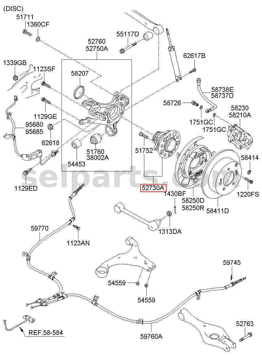 Genuine HUB & BEARING ASSY-RR for Kia Sportage #52730D3000