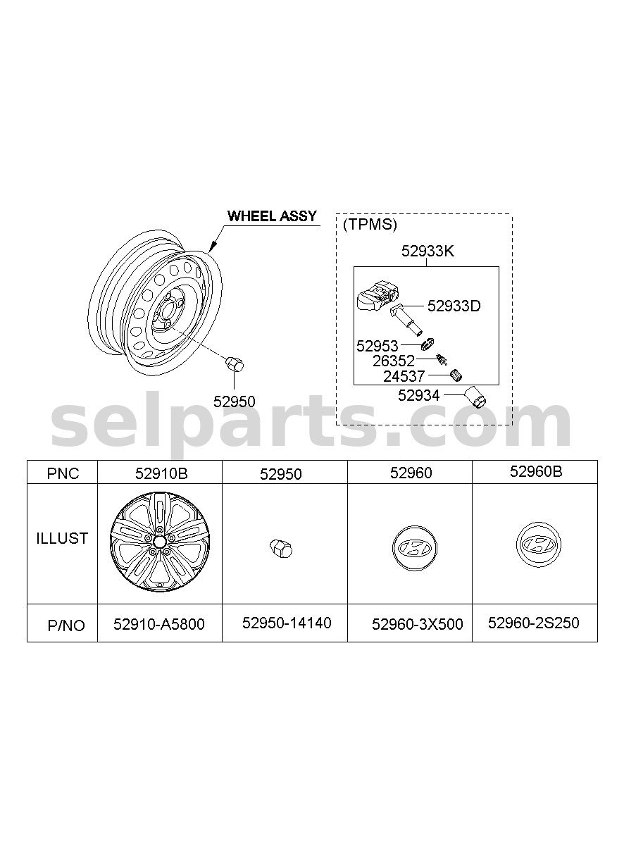 Genuine STEM-TPMS for Hyundai Sonata #52936B2100