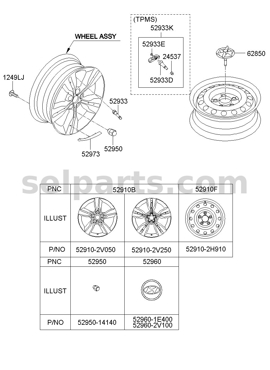 Genuine CAP-VALVE for Hyundai Sonata #529372V100