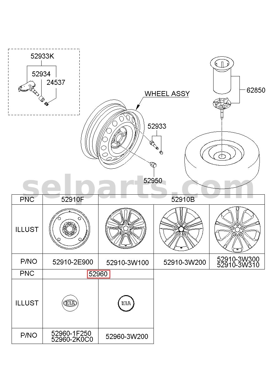 Genuine CAP ASSY-WHEEL HUB for Kia Sportage #529603W200