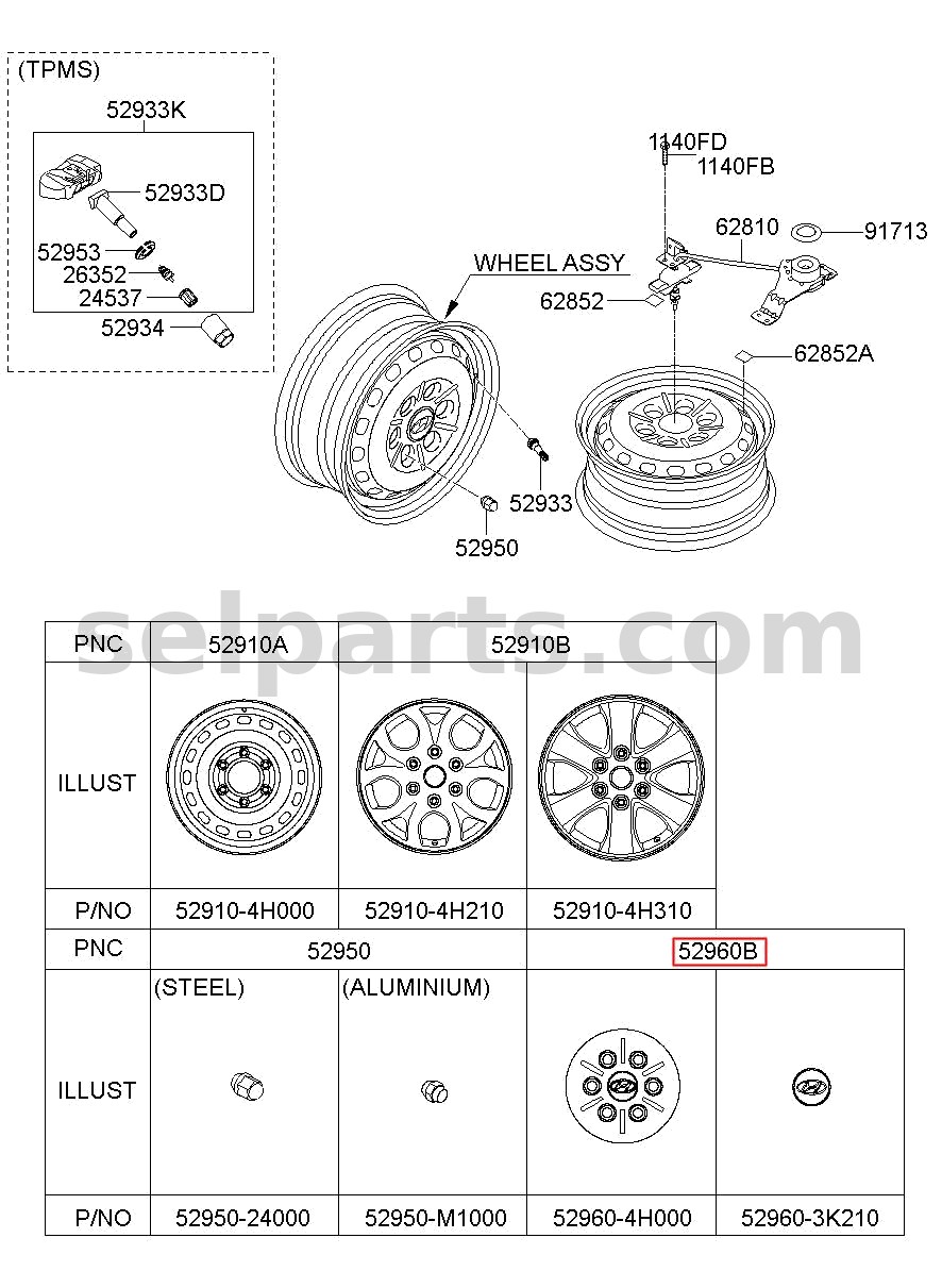 Genuine CAP ASSY-ALUMINIUM WHEEL HUB for Hyundai Grand Starex #529604H000