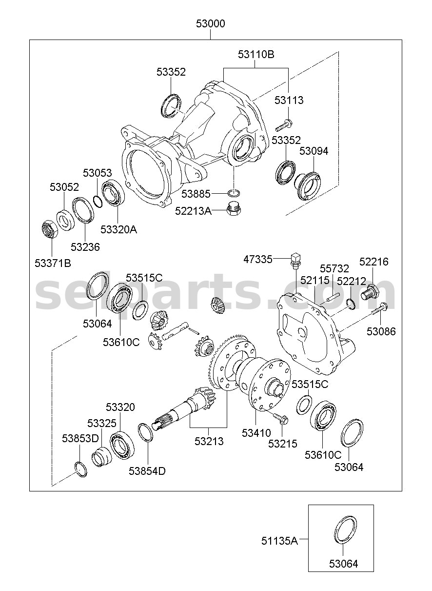 Genuine SPACER-DIFFERENTIAL BEARING for Kia Sportage #530643B216