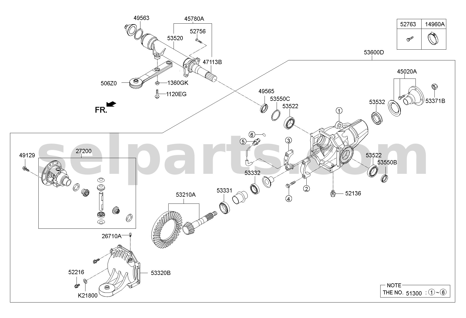 Genuine SHAFT ASSY-OUTPUT for Hyundai Grand Starex #532704H100