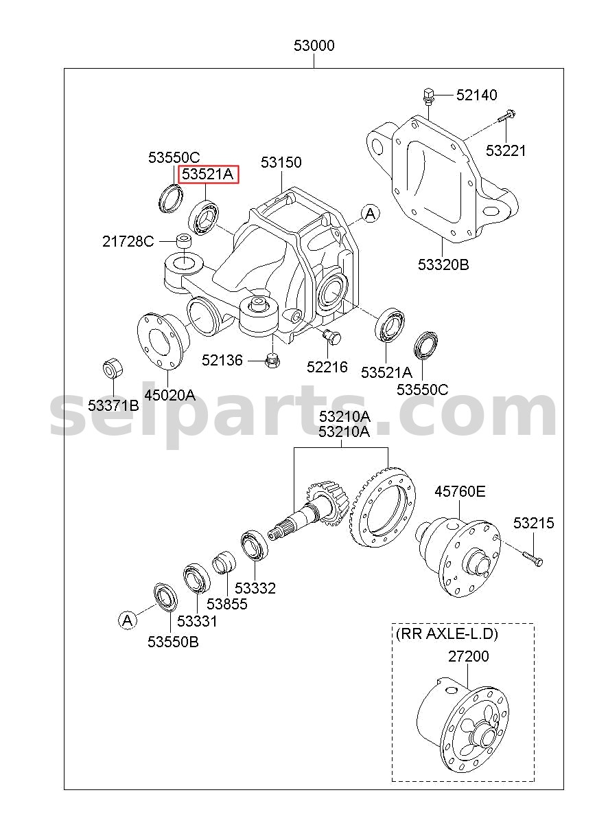 Genuine BEARING - REAR DIFFERENTIAL SIDE for Kia MOHAVE 16 (2016-2019) #535212J100