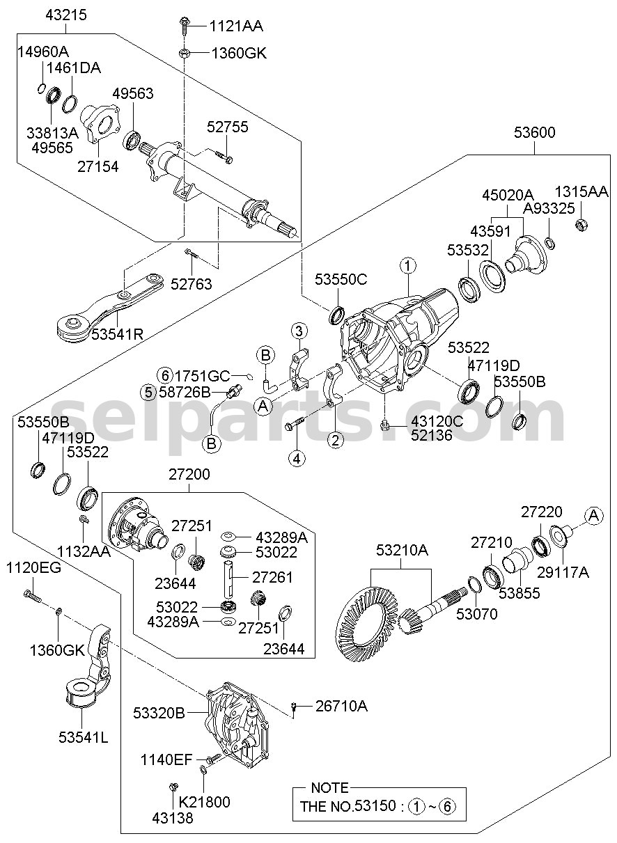 Genuine DRIVING DIFFERENTIAL,FRT for Kia MOHAVE 16 (2016-2019) #536002J600