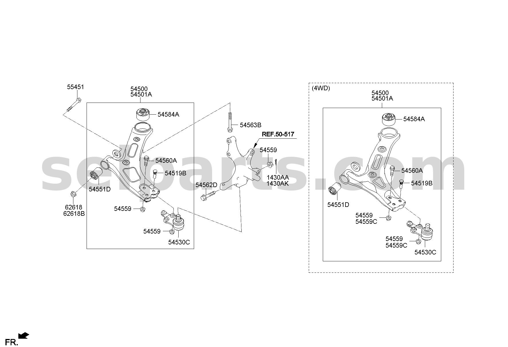 Genuine ARM COMPLETE-FR LWR,LH for Hyundai Grand Starex #545004H400