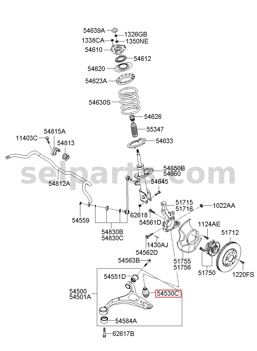 Genuine BALL JOINT ASSY-LWR ARM for Hyundai Grand Starex #545303J000