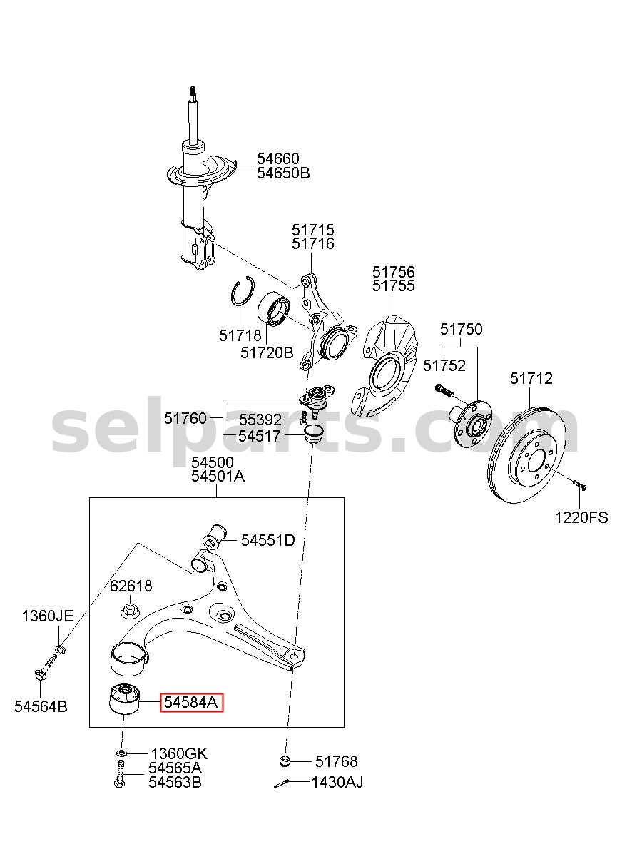 Genuine BUSH-FR LWR ARM(G) for Hyundai Grand Starex #54584B2000