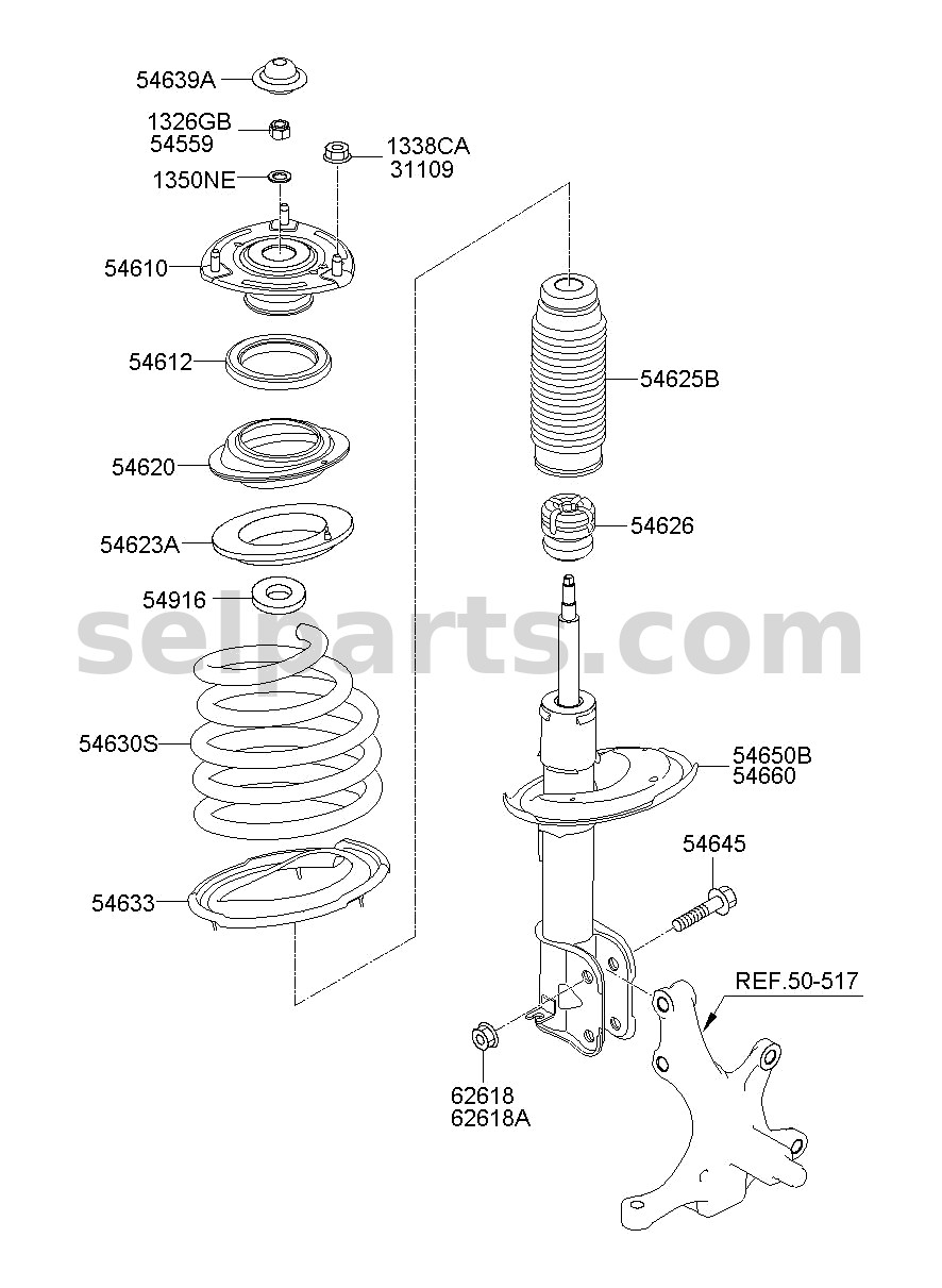 Genuine SEAT ASSY-SPRING,UPR for Hyundai Grand Starex #546204H200
