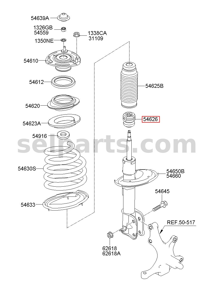 Genuine BUMPER-RUBBER for Hyundai Grand Starex #546264H000