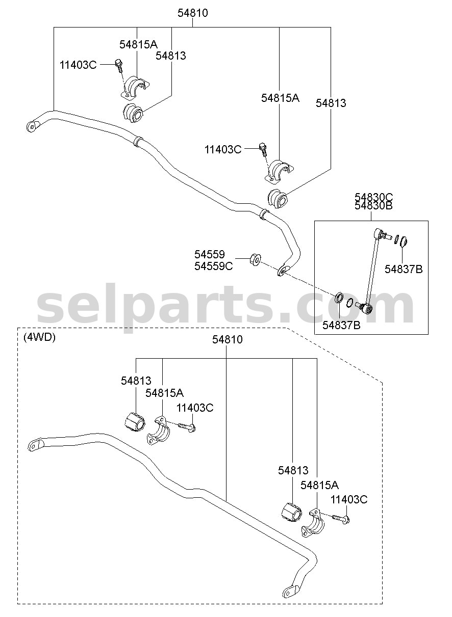 Genuine BAR ASSY-FR STABILIZER for Hyundai Grand Starex #548104H400