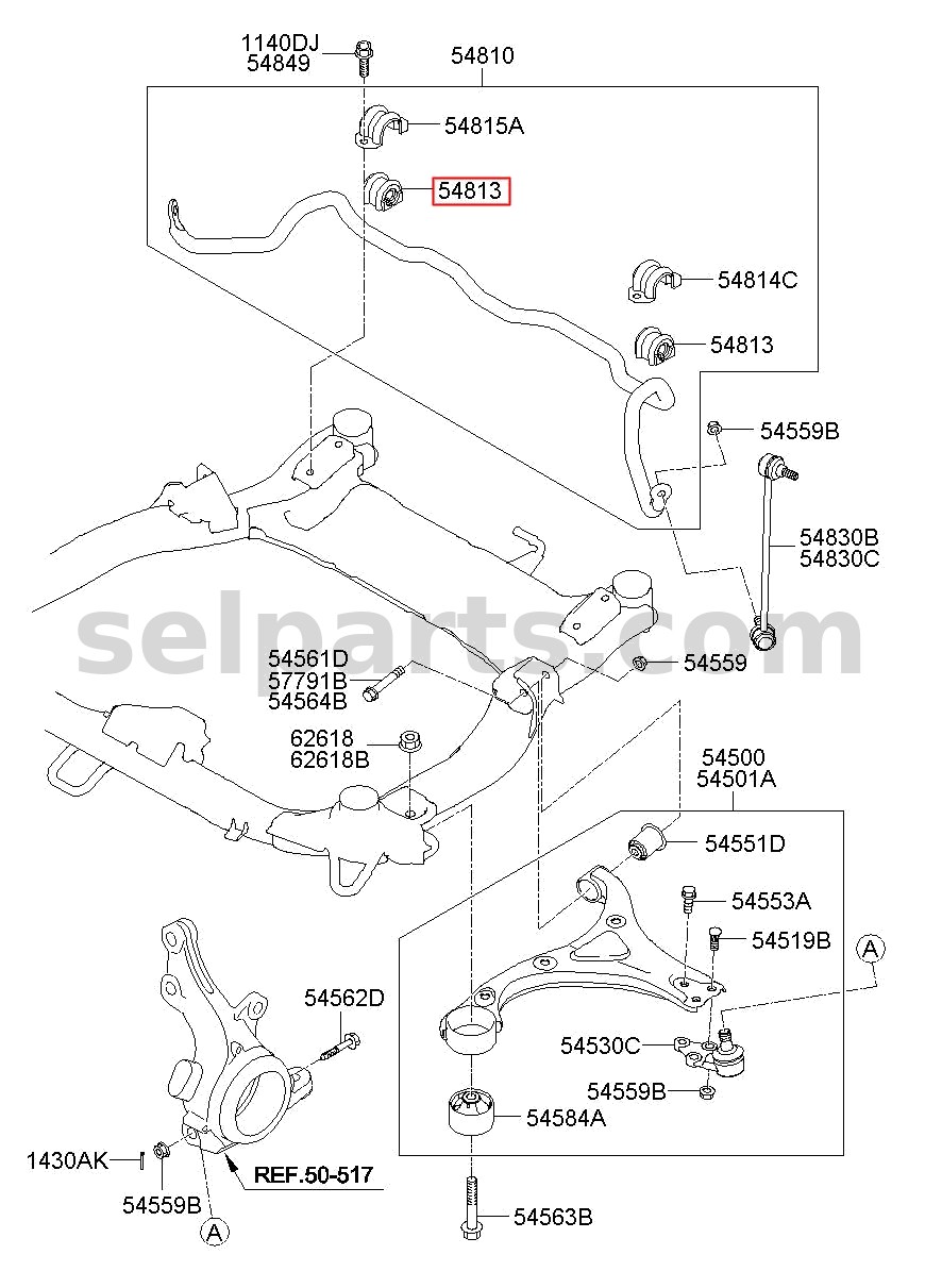 Genuine BUSH-STABILIZER BAR for Kia Sportage #548133S110