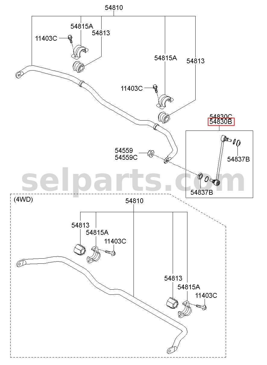 Genuine LINK ASSY-FRONT STABILIZER,LH for Hyundai Grand Starex #548304H200