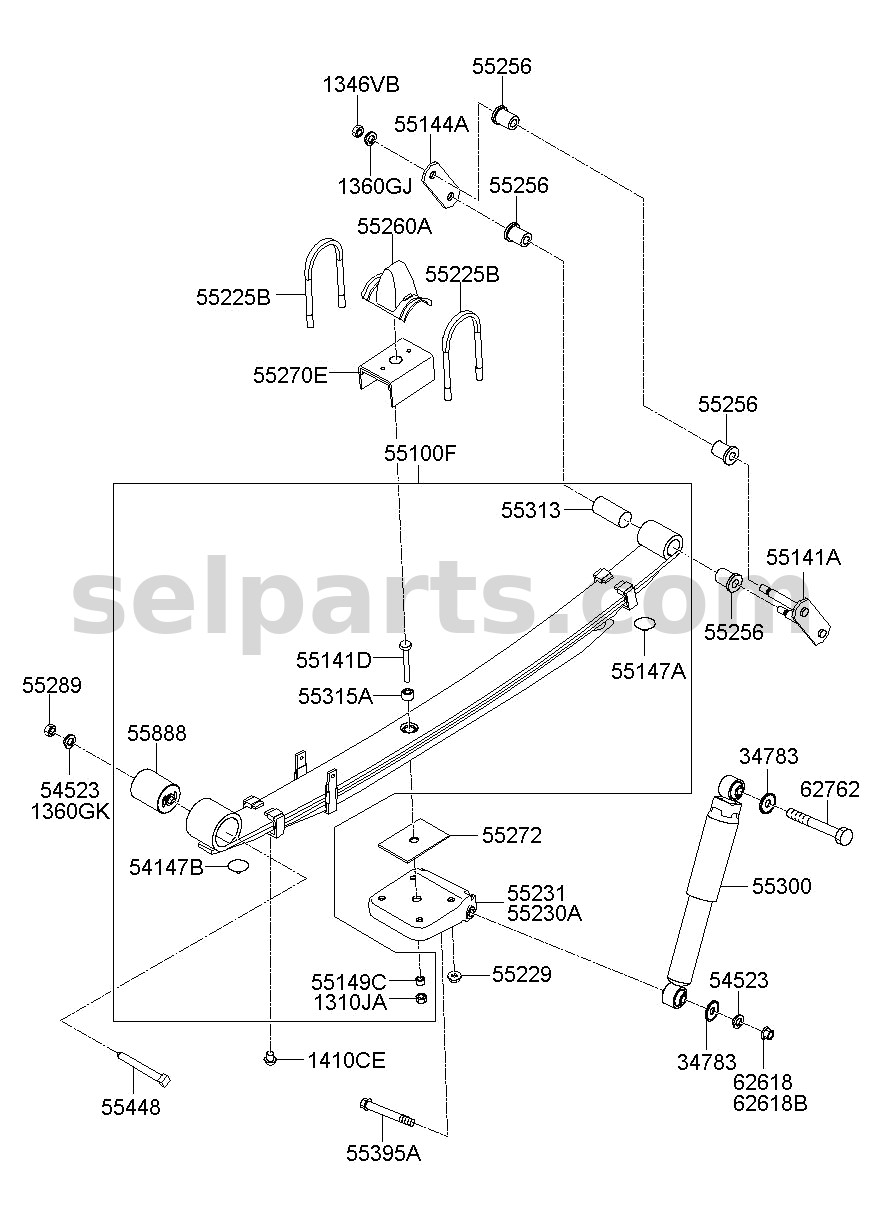 Genuine SPRING ASSY-RR SUSP LEAF for Hyundai Grand Starex #551004H602