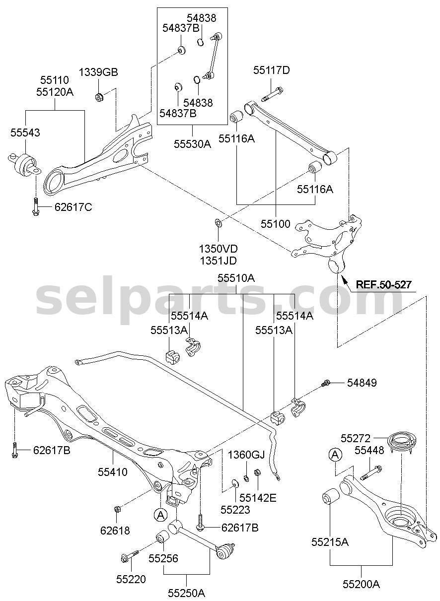 Genuine ARM & BUSH ASSY-SUSP UPR for Kia Sportage #55100D3050