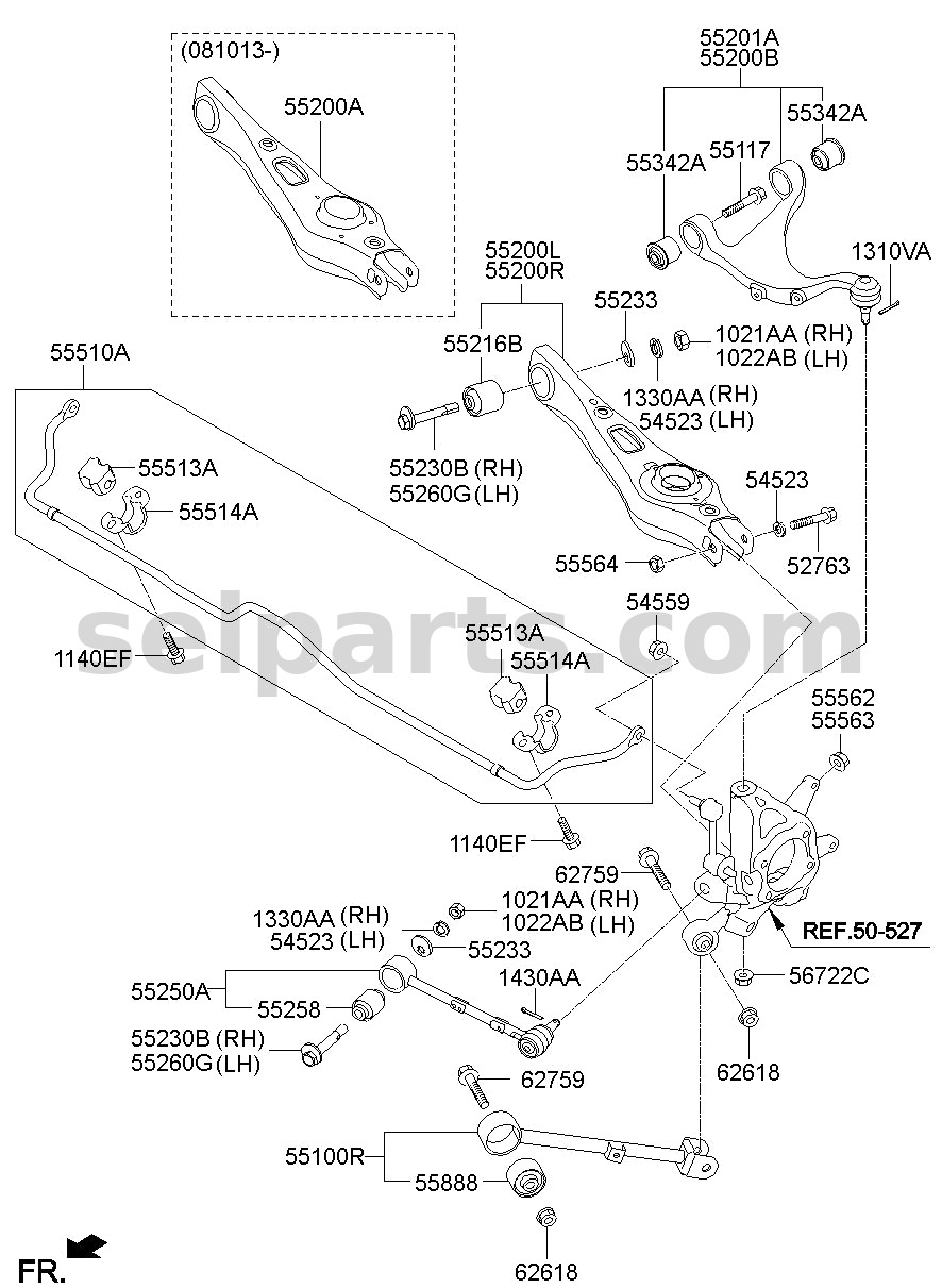 Genuine UPPER ARM COMPLETE - REAR SUSPENSION RH for Kia MOHAVE 16 (2016-2019) #552402J000