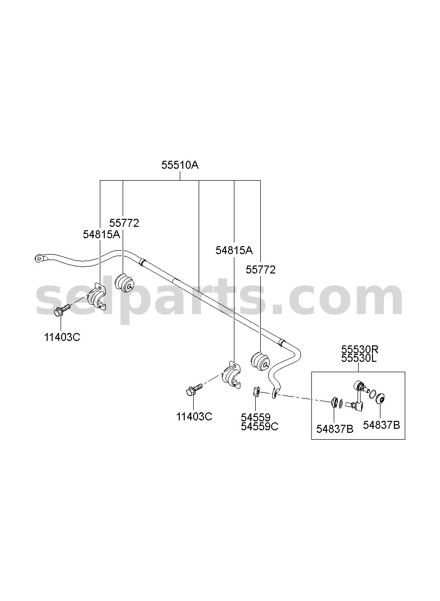 Genuine LINK ASSY-REAR STABILIZER,LH for Hyundai Grand Starex #555304H000