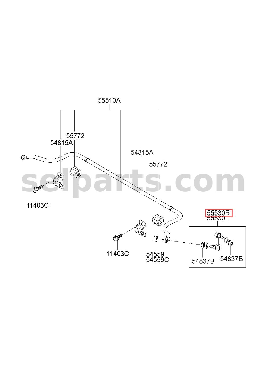 Genuine LINK ASSY-REAR STABILIZER,RH for Hyundai Grand Starex #555404H400