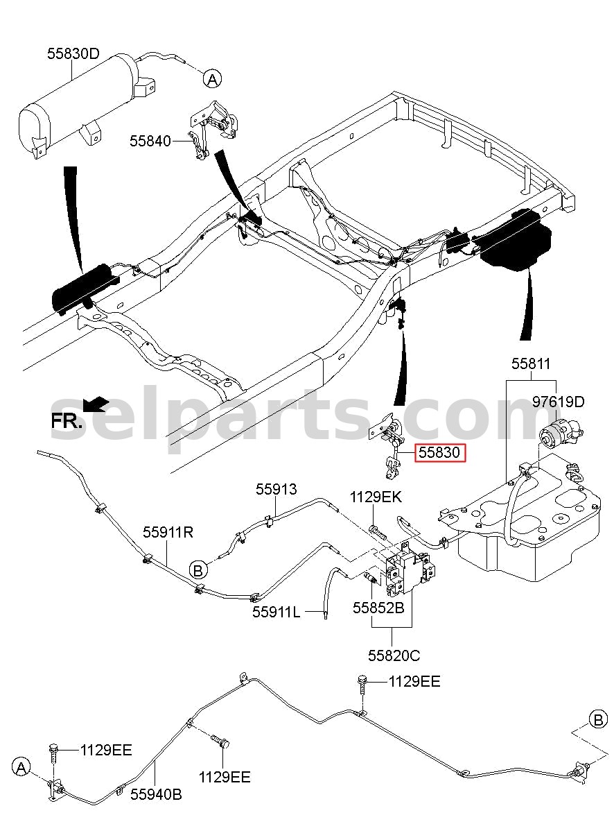 Genuine SENSOR ASSY - FRONT HEIGHT, LH for Kia MOHAVE 16 (2016-2019) #558402J001