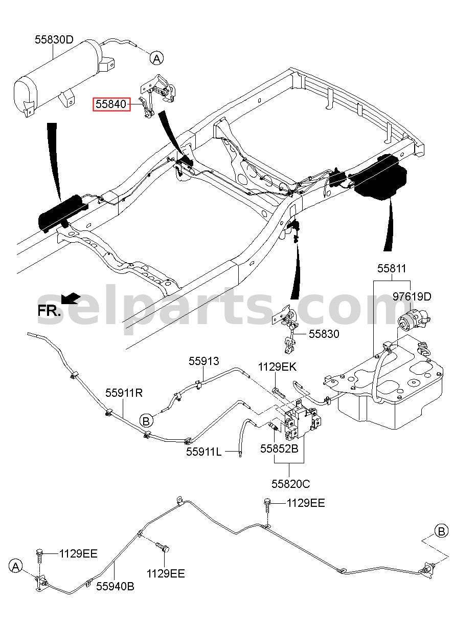 Genuine SENSOR ASSY - FRONT HEIGHT, RH for Kia MOHAVE 16 (2016-2019) #558502J001