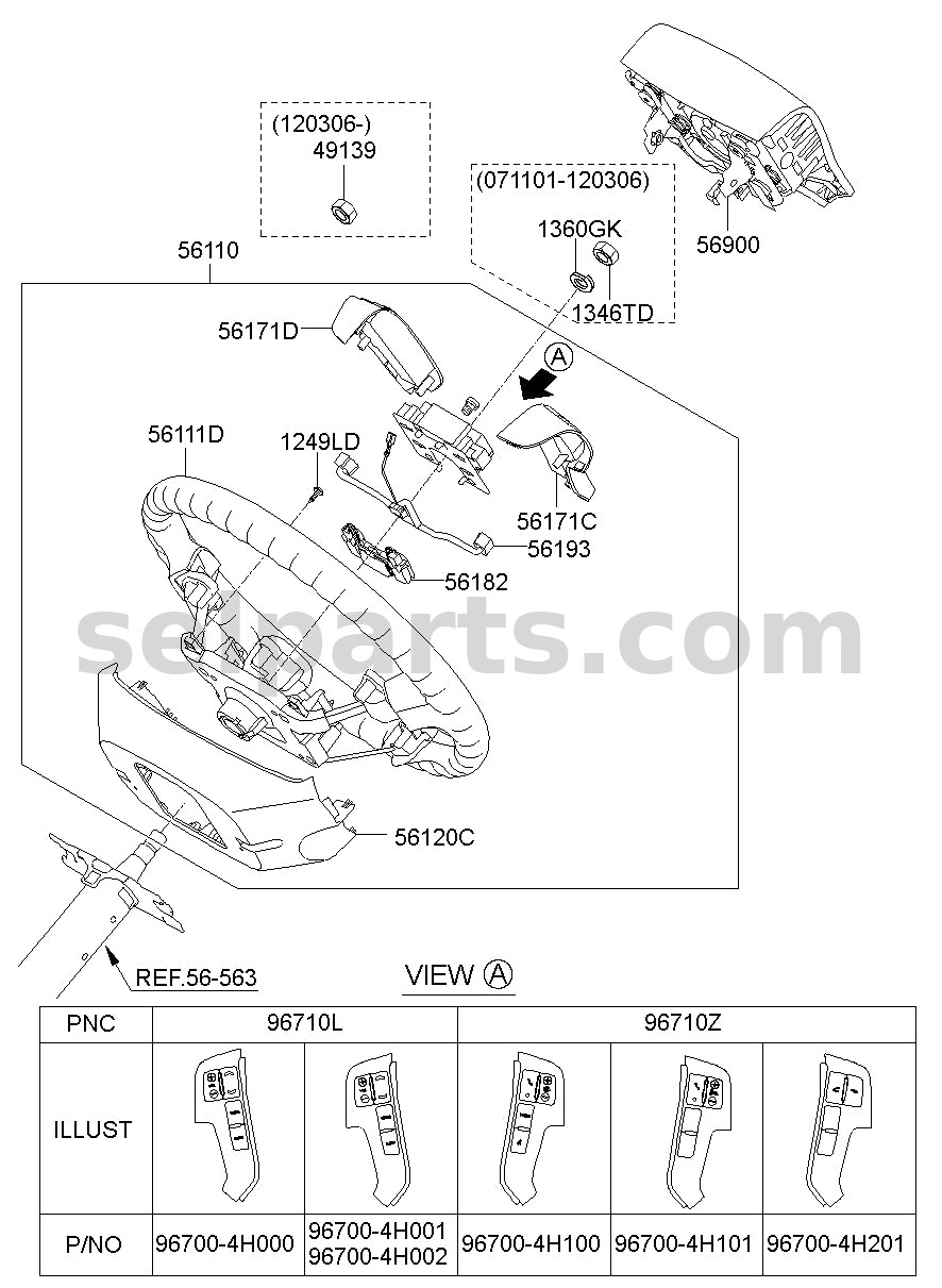 Genuine BODY-STEERING WHEEL for Hyundai Grand Starex #561114H1006Y