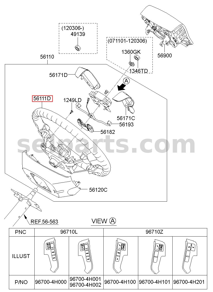 Genuine BODY-STEERING WHEEL for Hyundai Grand Starex #561114H100KL