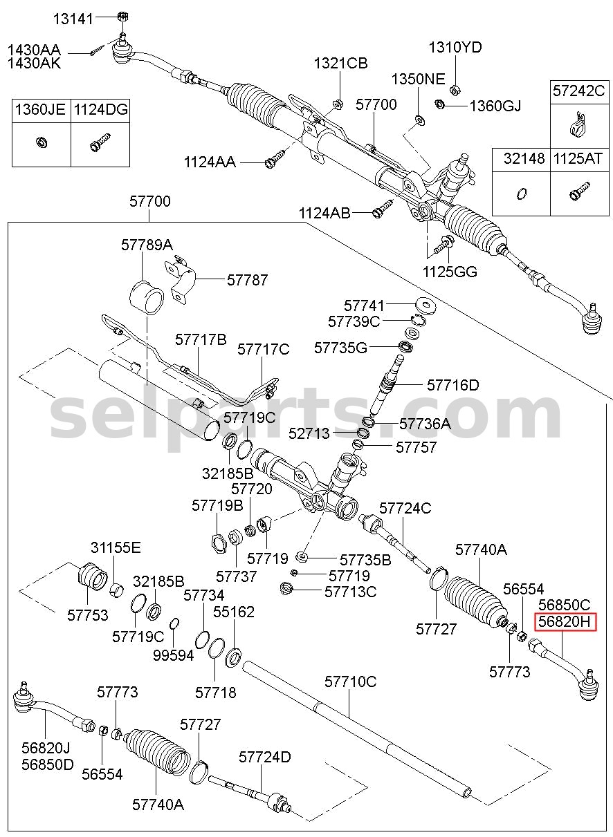 Genuine END ASSY-TIE ROD,LH for Hyundai Grand Starex #568204H000