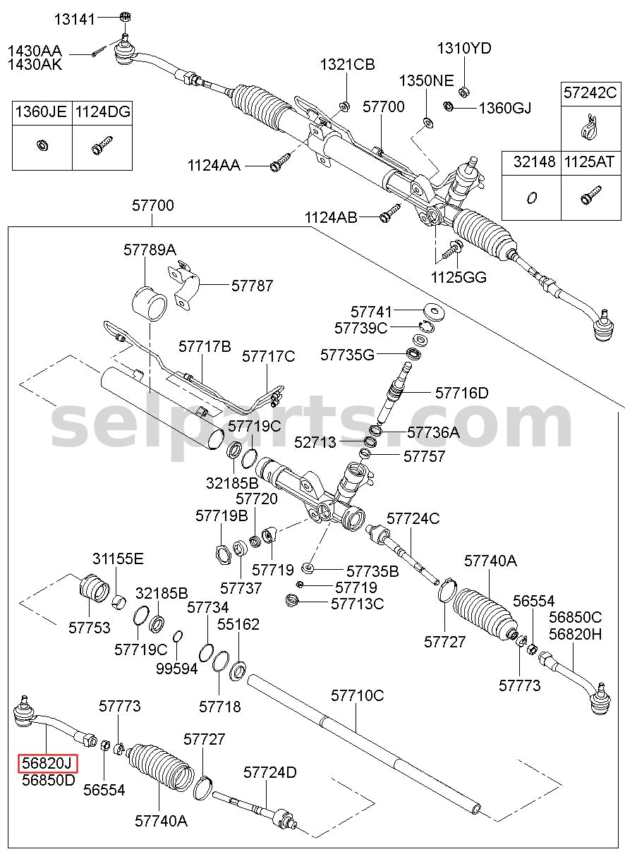 Genuine END ASSY-TIE ROD,RH for Hyundai Grand Starex #568204H100