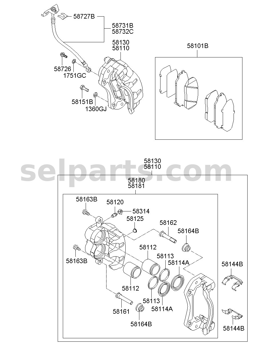 Genuine PISTON-FRONT DISC BRAKE for Hyundai Palisade #581123J000