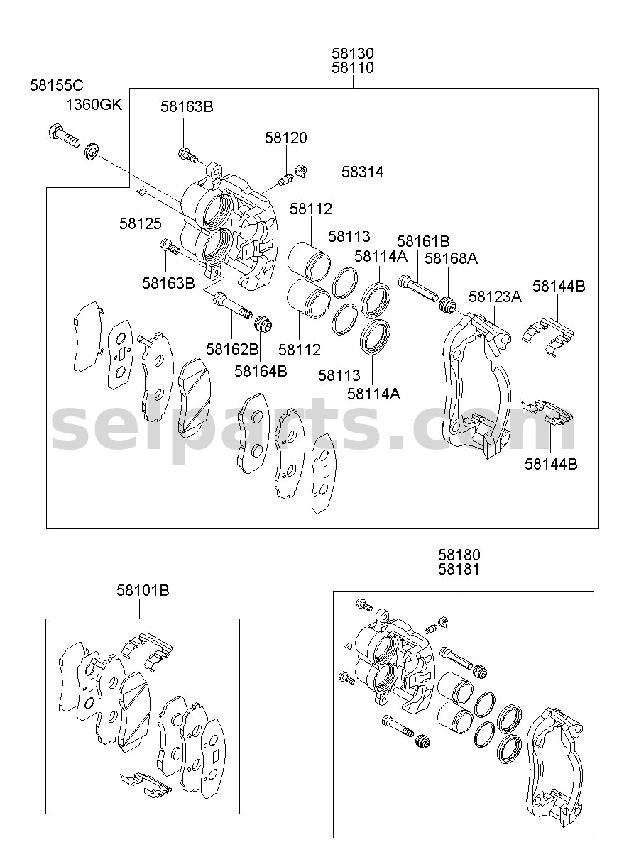 Genuine CALIPER KIT-BRAKE,RH for Hyundai Grand Starex #581904HA10