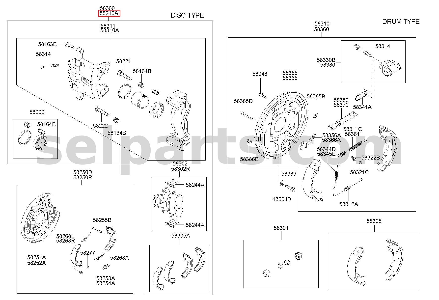 Genuine BRAKE ASSY-RR WHEEL,LH for Kia Sportage #58210D3700