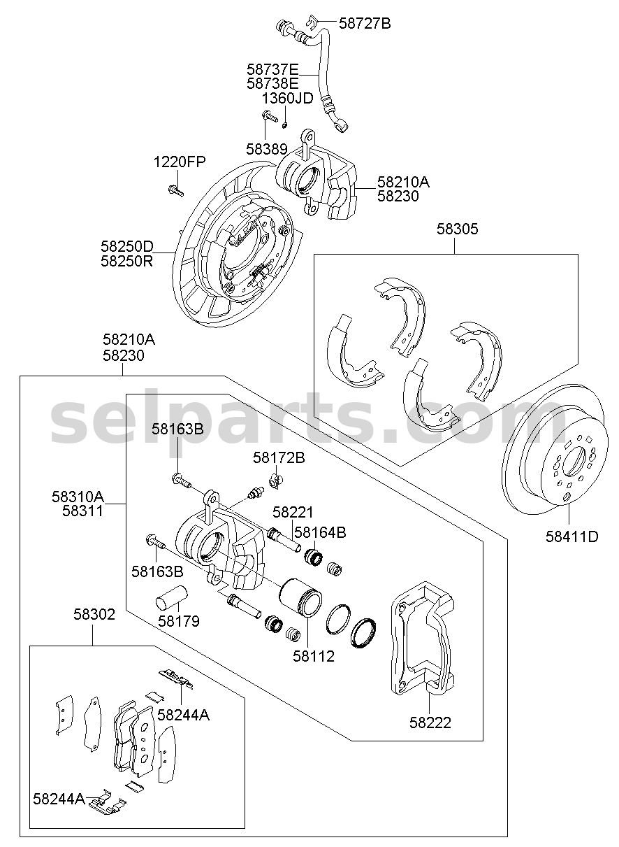 Genuine BRAKE ASSY-RR WHEEL,RH for Kia Sportage #58230D3700