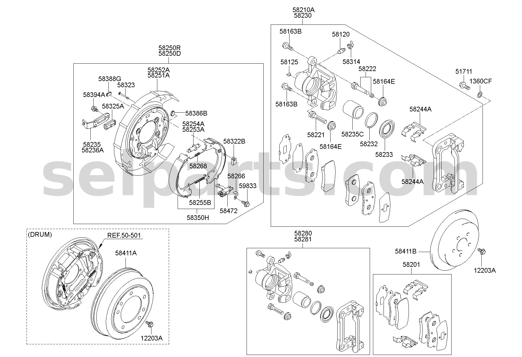 Genuine PLATE ASSY-REAR BRAKE BACK,LH for Hyundai Grand Starex #582514H000