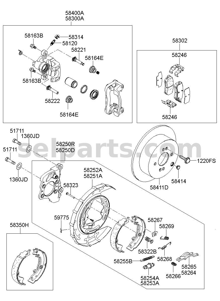 Genuine PLATE ASSY-REAR BRAKE BACK,LH for Kia Sportage #58251D3100