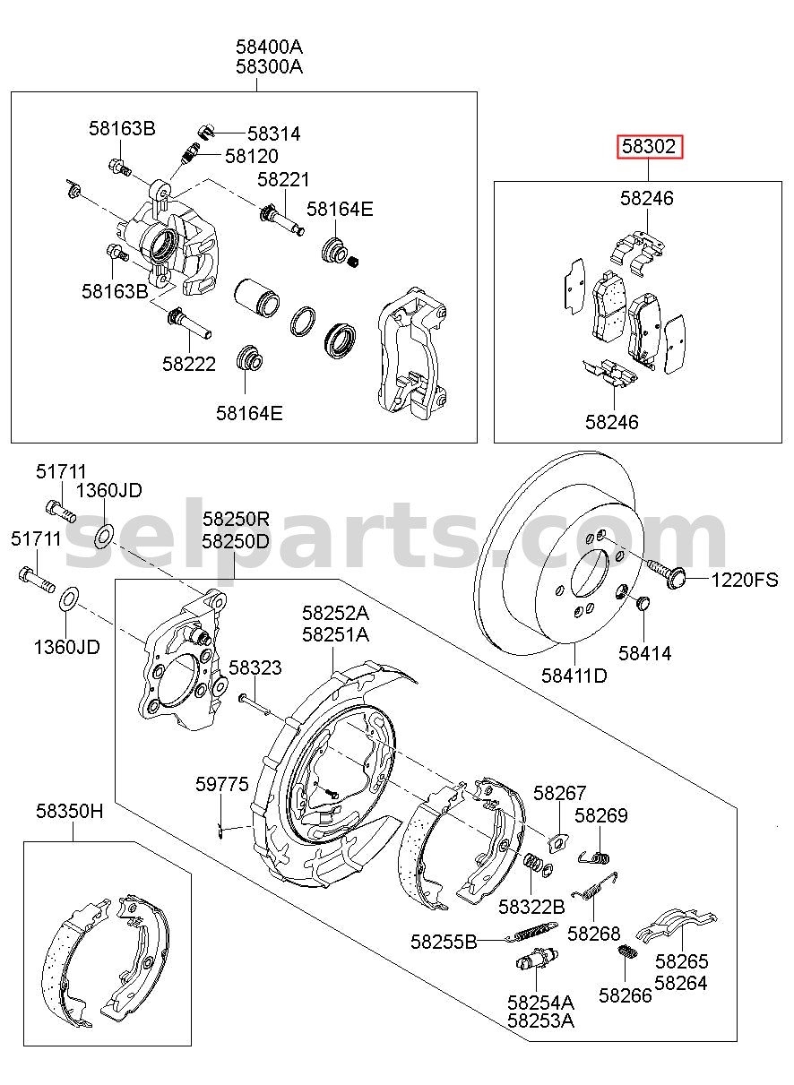 Genuine PAD KIT-REAR DISC BRAKE for Kia Sportage #58302D3A00