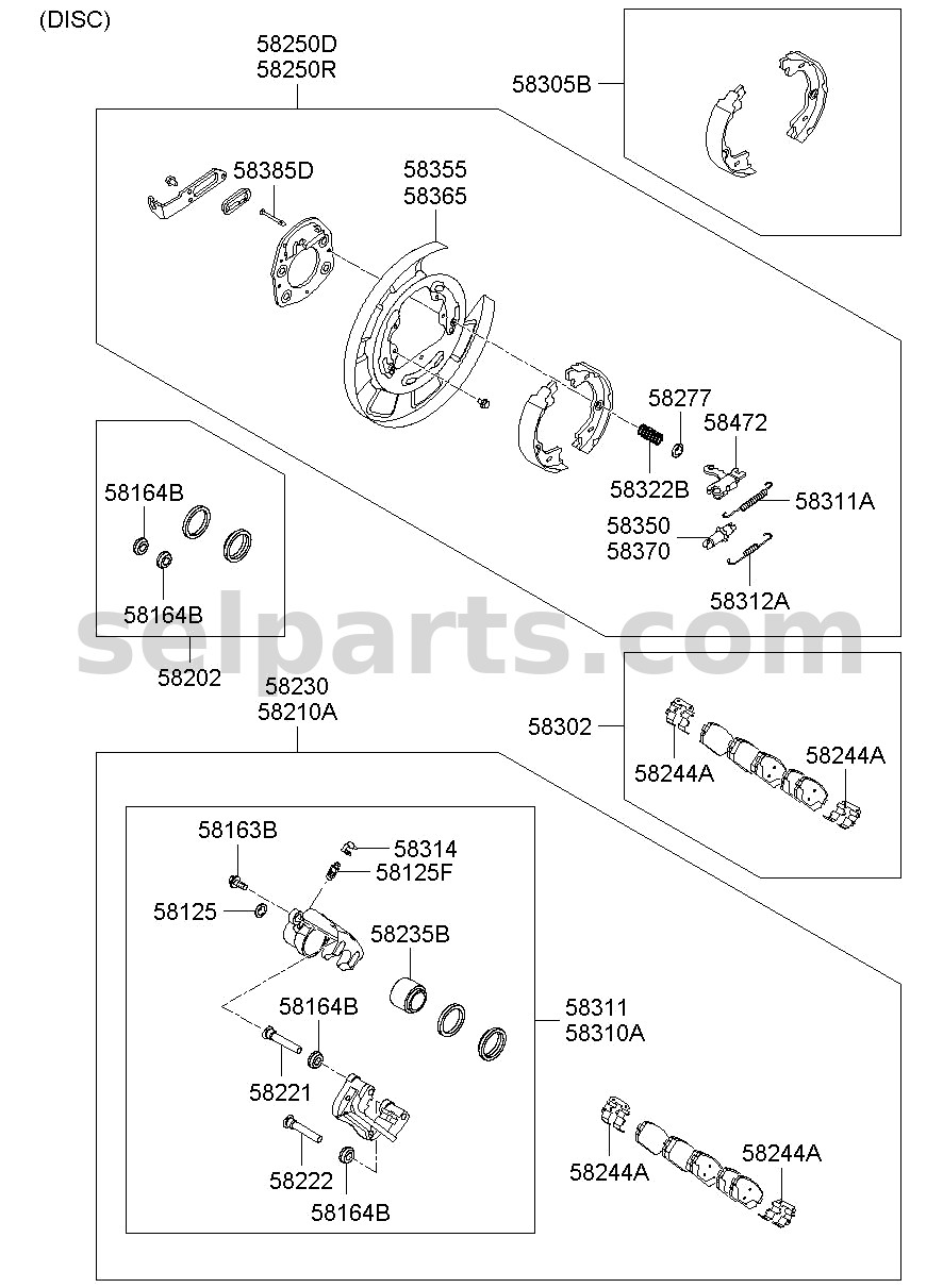 Genuine SHOE & LINING KIT-RR PARKING BRAKE for Kia Sportage #58305D3A00