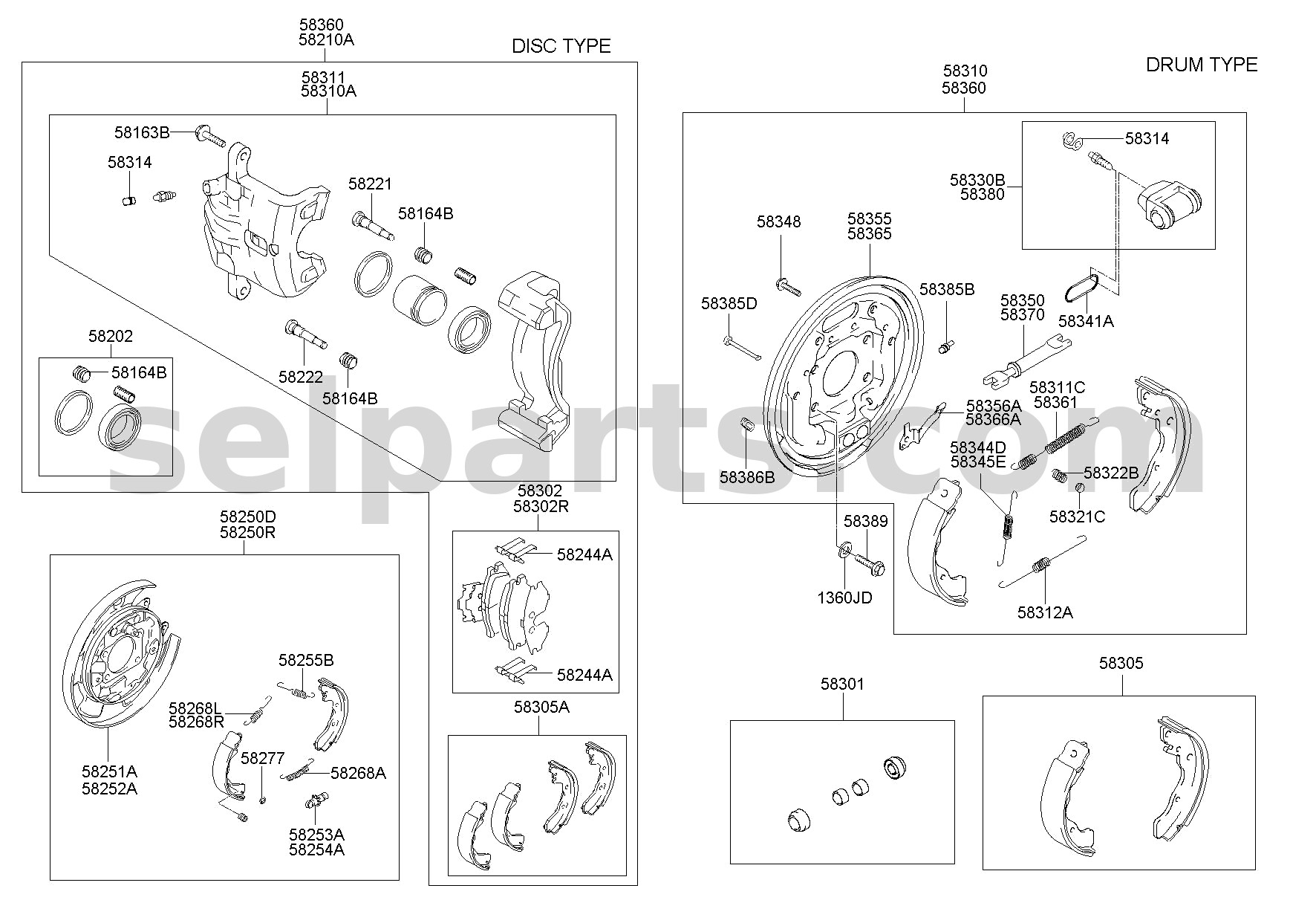 Genuine CALIPER KIT-RR BRAKE,LH for Kia Sportage #58310D3A70