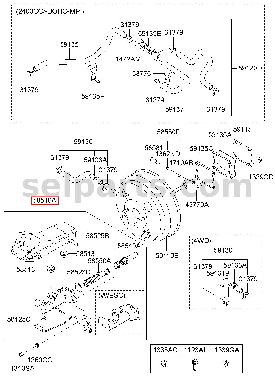 Genuine CYLINDER ASSY-BRAKE MASTER for Hyundai Grand Starex #585104H000